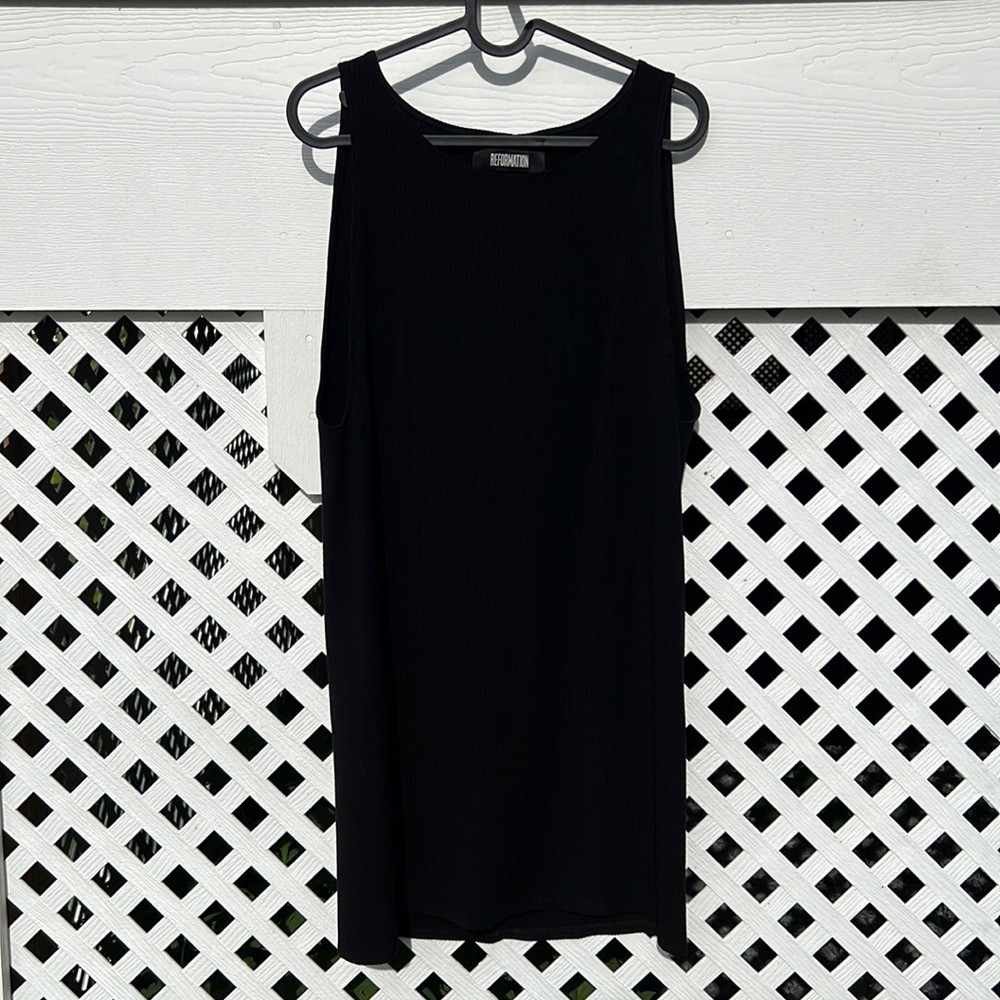 Reformation Ribbed Sleeveless Black Dress